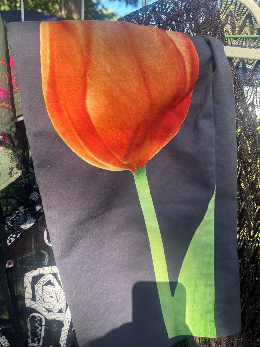 Floral Tulip Print - Orange/Green